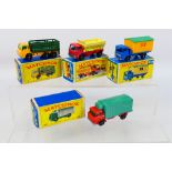 Matchbox - 4 x boxed models, Dodge Stake Truck # 4, GMC Refrigerator Truck # 44,