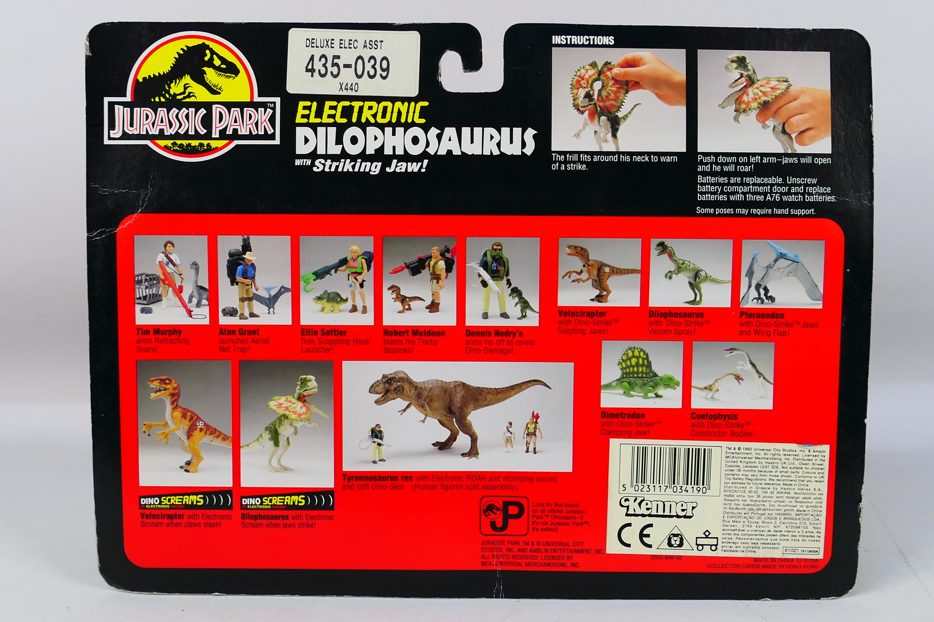 Kenner - Jurassic Park - A 1993 (Series 1) Blister packed figure of Electronic Dilophosaurus with - Bild 5 aus 6