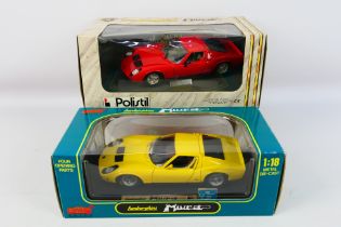 Polistil - Anson - Two boxed 1:18 scale Lamborghini Miura diecast model cars.