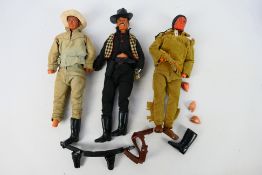 Marx Toys - Lone ranger - A set of 3 unboxed Long Ranger 10" action figures (1973) comprising