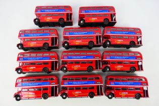 Corgi - A fleet of 11 unboxed Corgi CC25907 AEC Routemaster 1:50 scale double deck buses.