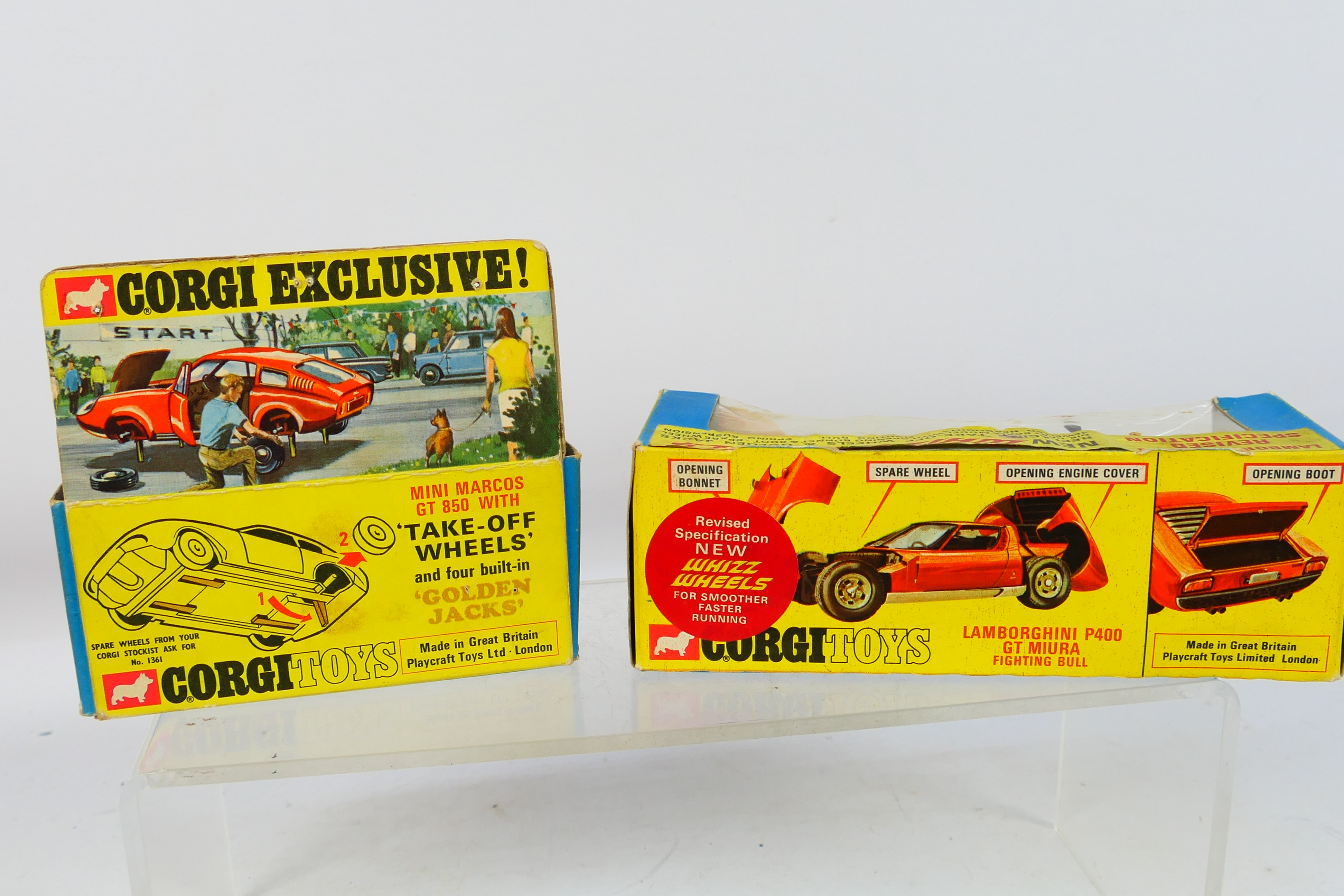 Corgi - Golden Jacks - 2 x boxed models, a Mini Marcos 850 GT # 341 and a Lamborghini Miura # 342. - Image 4 of 10