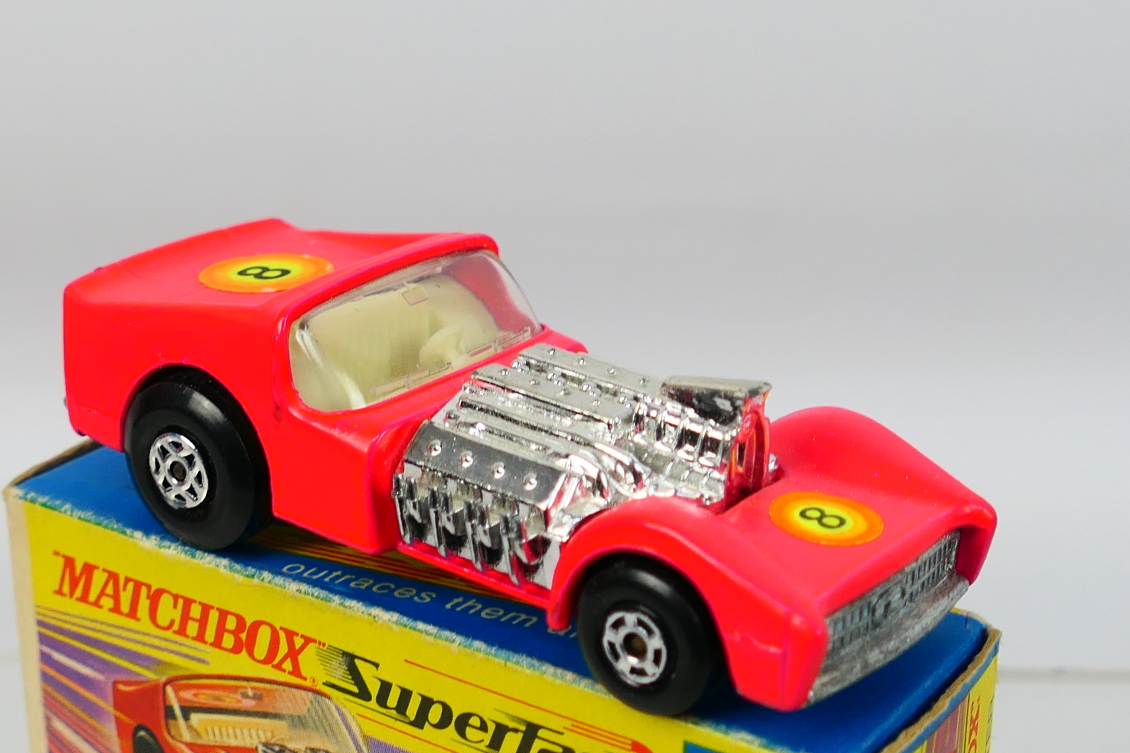 Matchbox - Superfast - A boxed Road Dragster # 19 in the rarer fluorescent pinky red finish. - Image 3 of 4