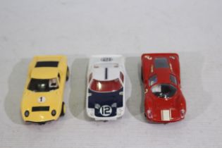 Scalextric - 3 x vintage unboxed slot cars, Lamborghini Miura # C.17, Ford GT # C.
