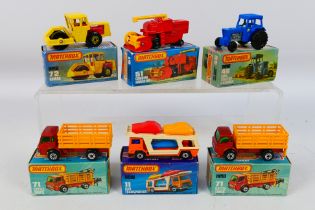 Matchbox - 6 x boxed vehicles, Bedford Car Transporter # 11, Ford Tractor # 46,