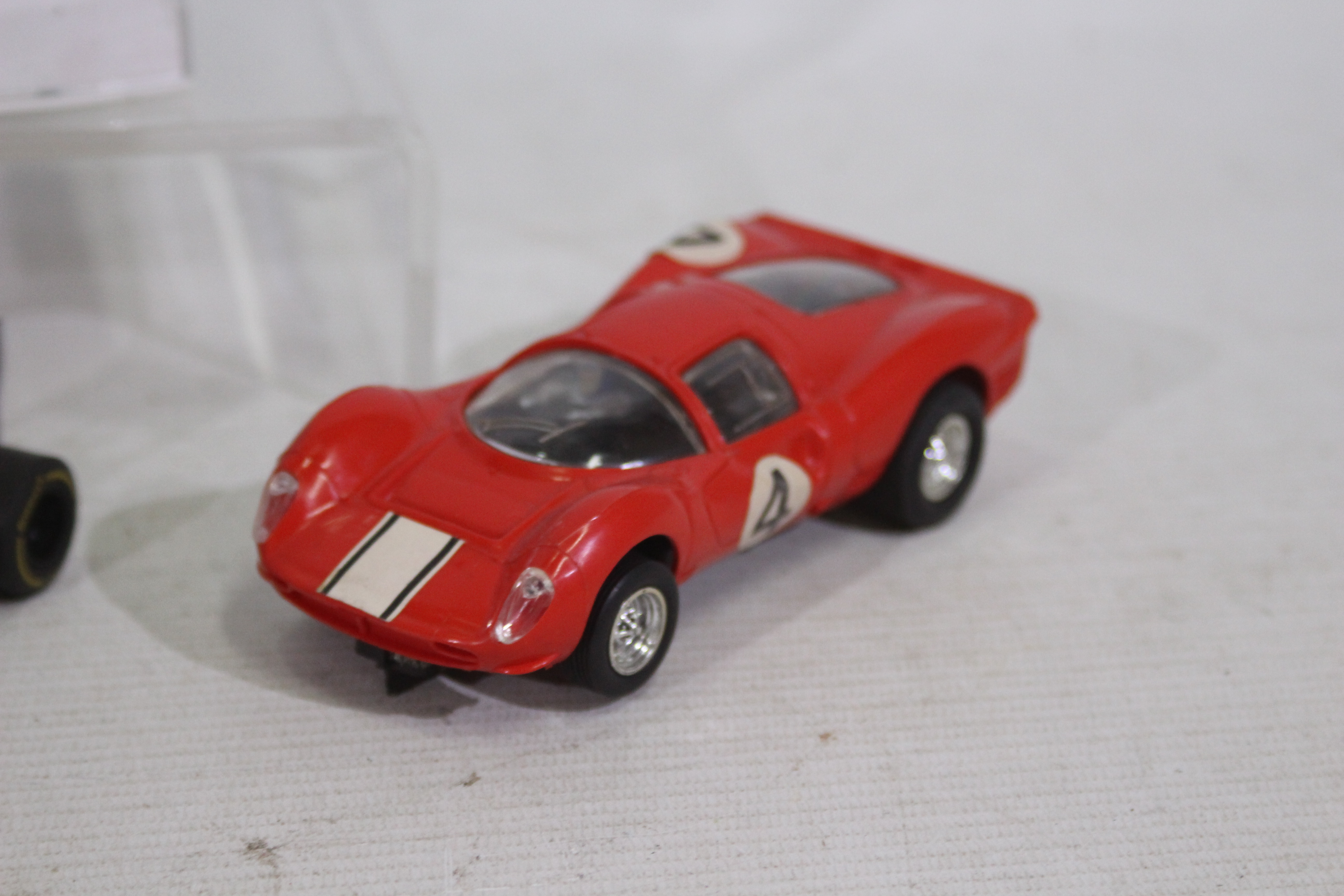 Scalextric - 4 x slot cars, a Dodge Challenger in an unmarked box, a Ferrari P4, - Image 3 of 5