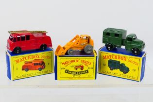 Matchbox - 3 x boxed models, Merryweather Marquis Fire Engine # 9, Weatherill Hydraulic Loader # 24,