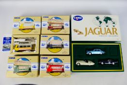 Corgi Classics - A collection of 6 diecast Corgi vehicles including A 3-pack of jaguar Through the