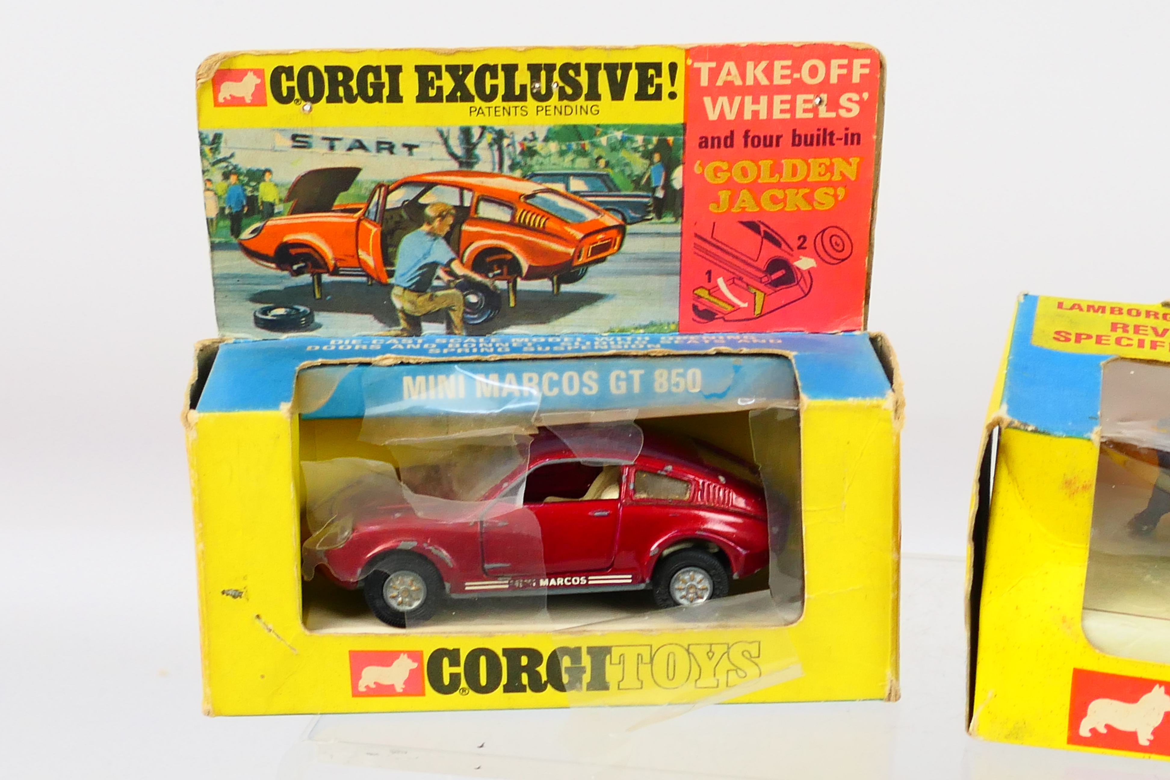 Corgi - Golden Jacks - 2 x boxed models, a Mini Marcos 850 GT # 341 and a Lamborghini Miura # 342. - Image 3 of 10