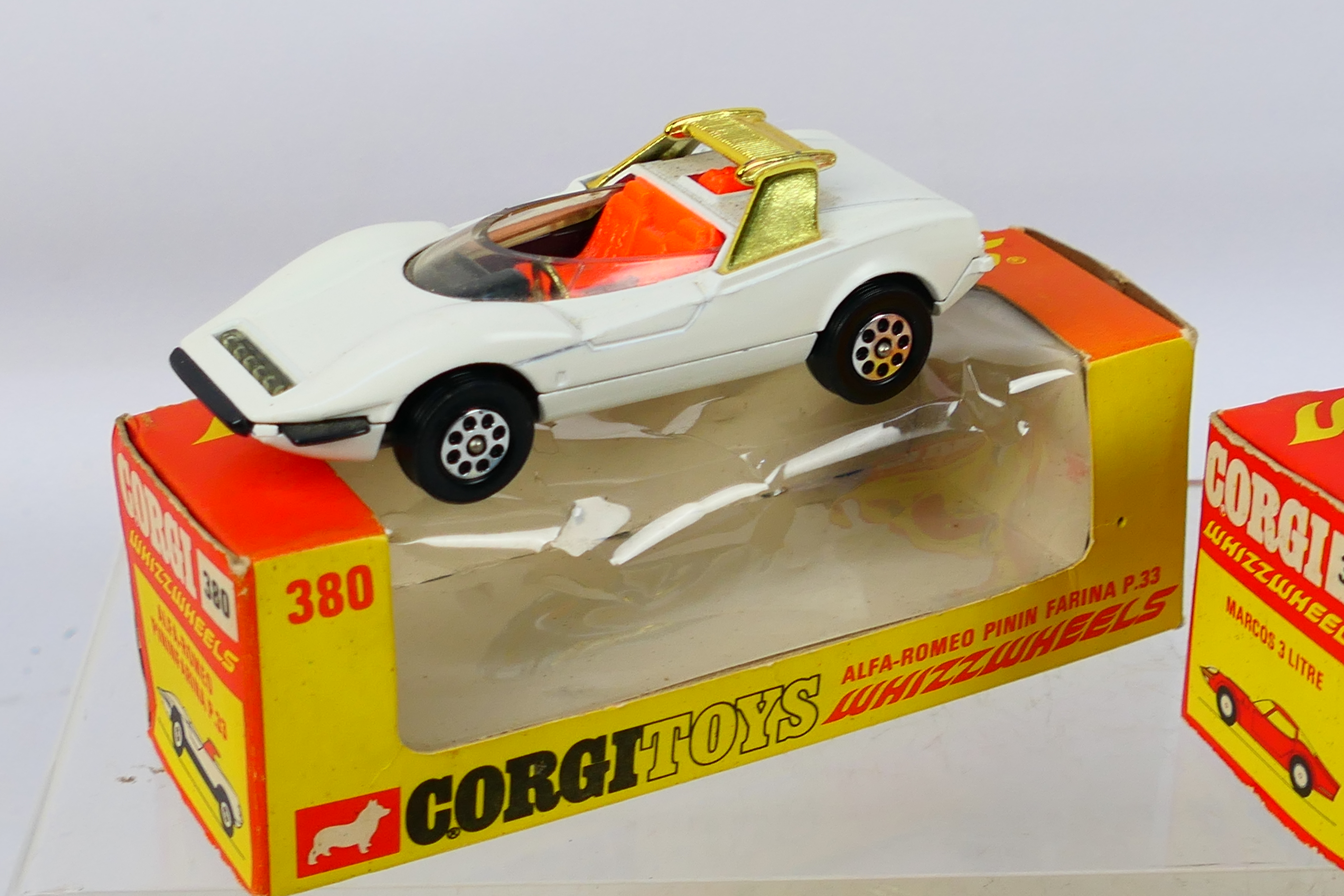 Corgi - 3 x boxed models, Marcos 3 Litre # 377, Alfa Romeo P.33 # 380 and Porsche 917 # 385. - Image 8 of 8