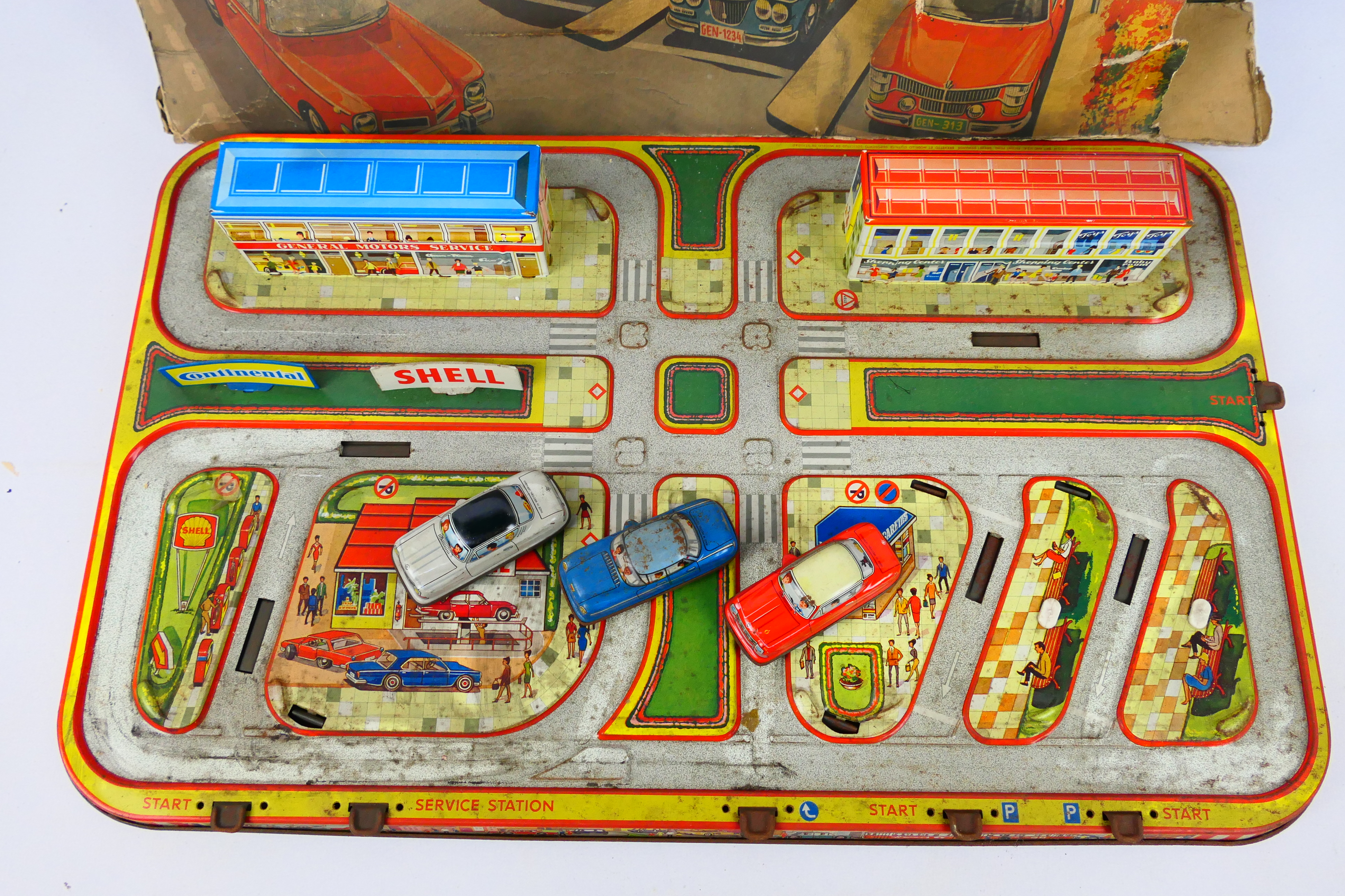 City Traffic - Tin Plate - Vintage - A City Traffic Drive and Park play set (#313). - Image 2 of 6