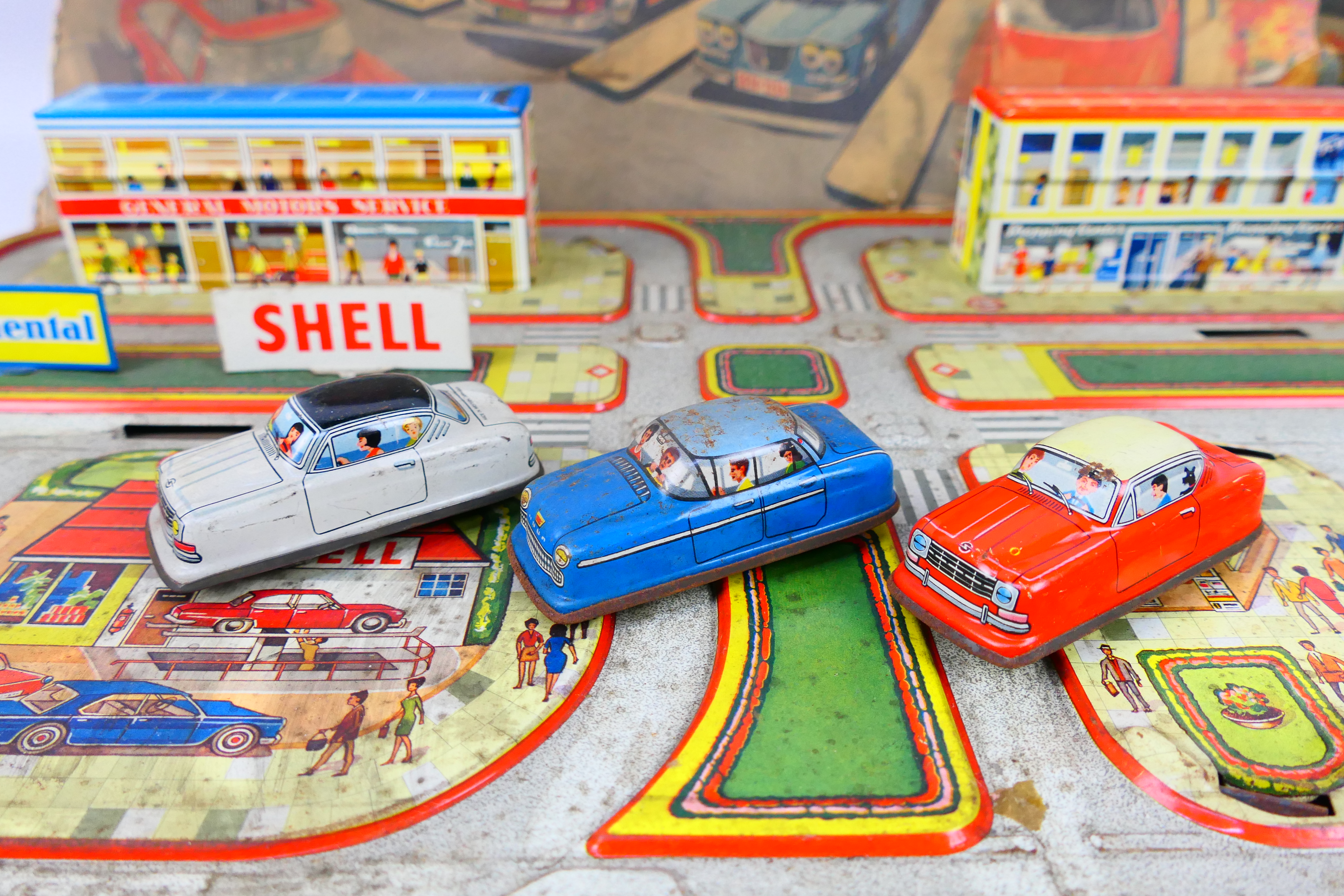 City Traffic - Tin Plate - Vintage - A City Traffic Drive and Park play set (#313). - Image 3 of 6