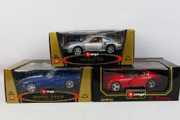Bburago - Three boxed 1:18 scale diecast model cars from Bburago.
