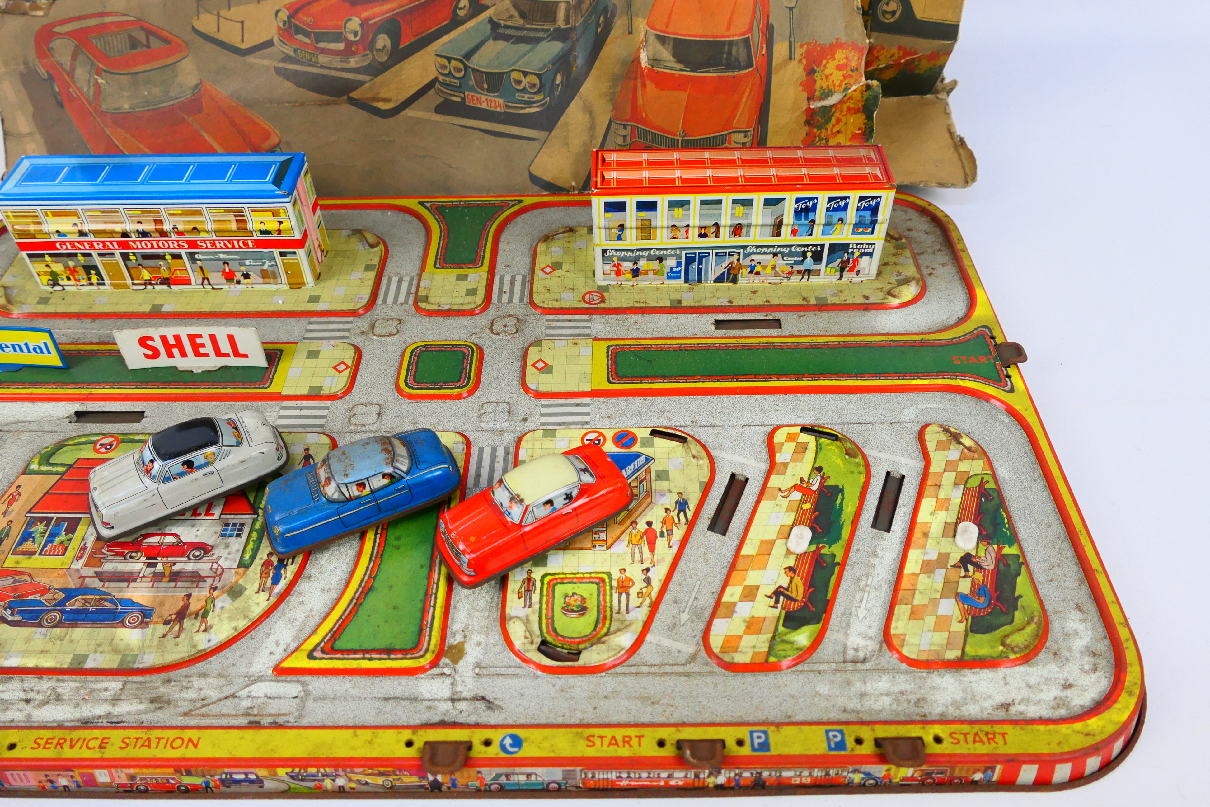 City Traffic - Tin Plate - Vintage - A City Traffic Drive and Park play set (#313). - Image 5 of 6