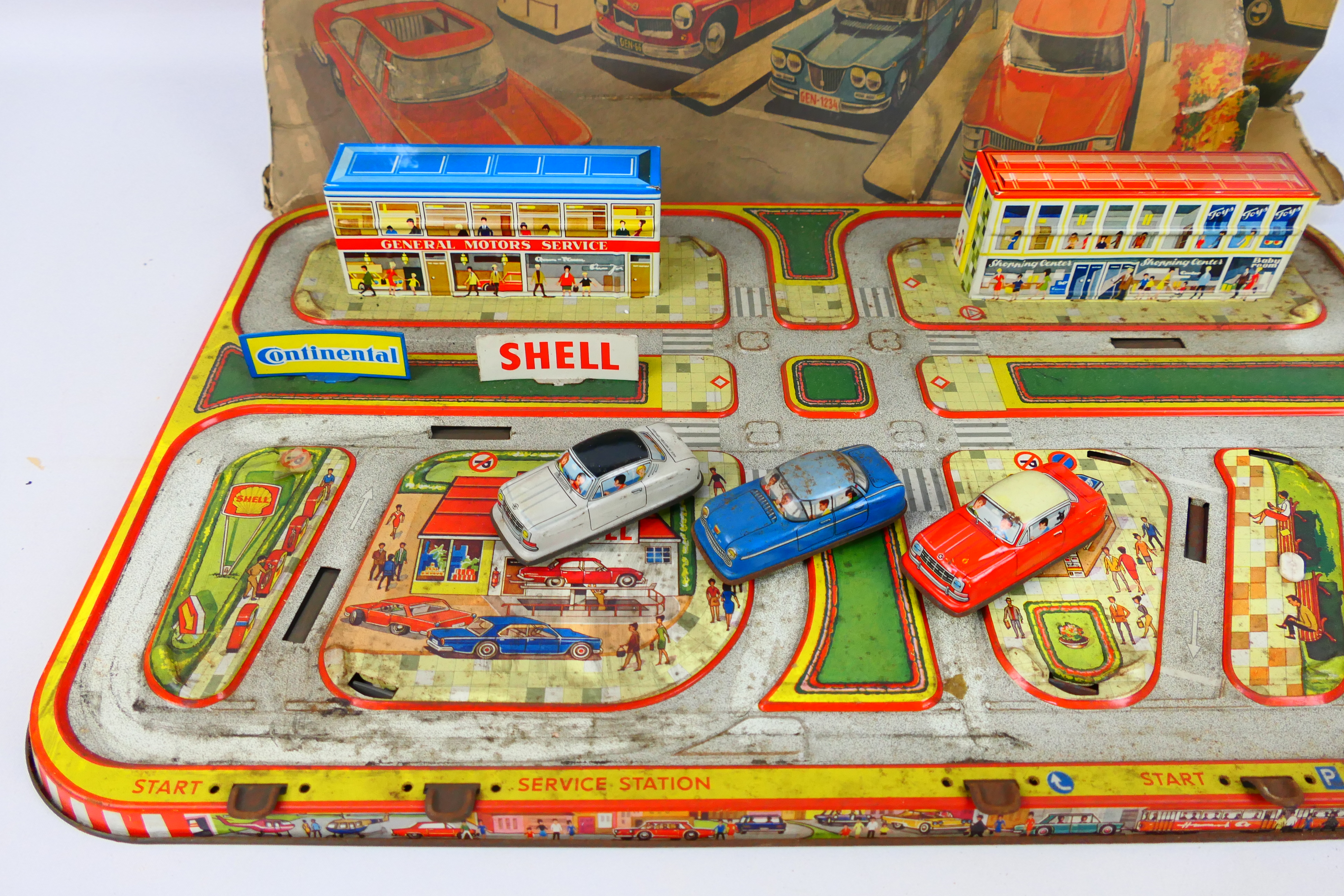 City Traffic - Tin Plate - Vintage - A City Traffic Drive and Park play set (#313). - Image 4 of 6