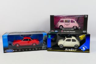 Welly - Solido - Unique Replicas - Three boxed 1:18 scale model cars.