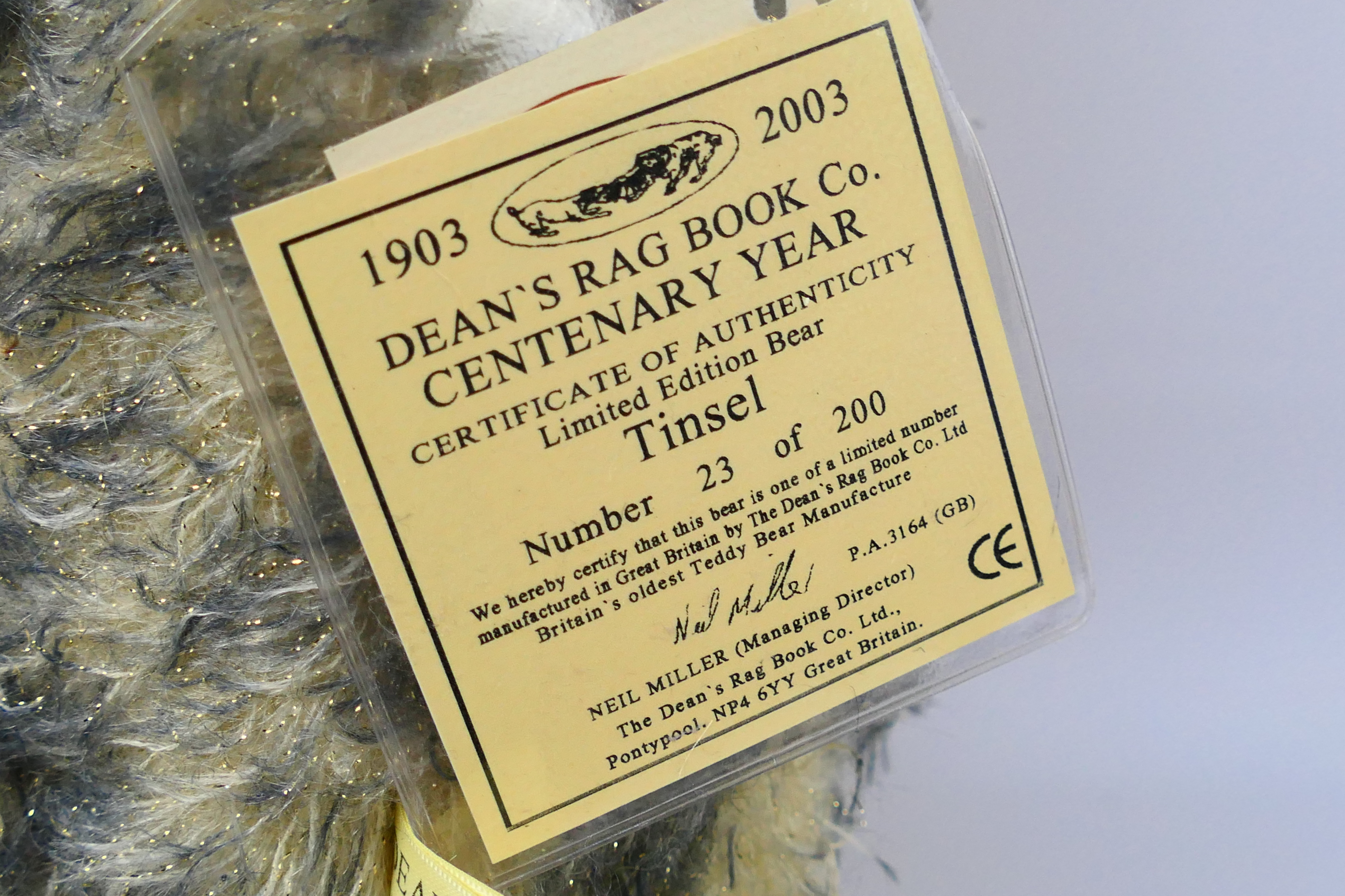 Deans Rag Book - A boxed limited edition 2003 Centenary bear named Tinsel number 23 of only 200 - Image 7 of 9