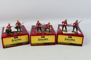 Britains - Three boxed 54mm metal British 24th Foot 2-figure sets from Britains 'Zulu War' series.