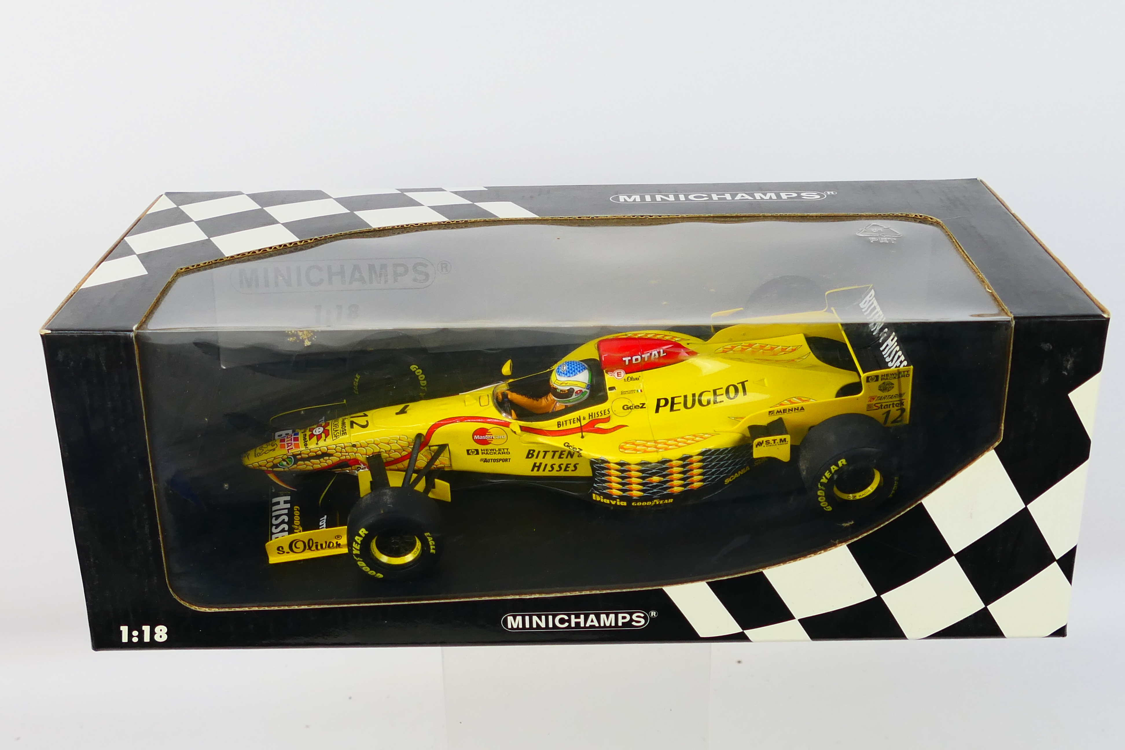 Minichamps- A boxed 1:18 scale Jordan 197 Peugeot 197 Giancarlo Fisichella car which appears Mint - Image 3 of 3