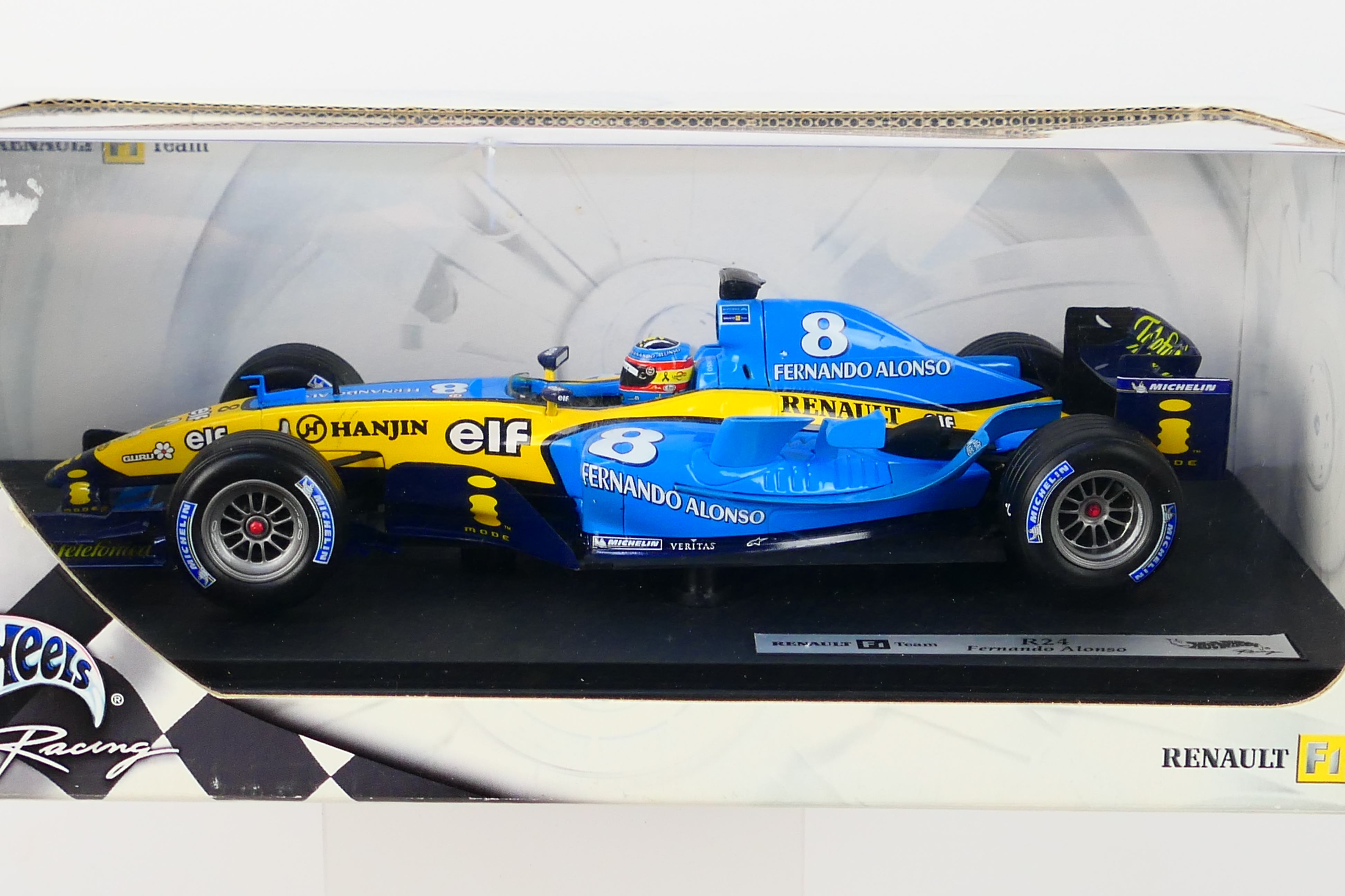 Hot Wheels - A boxed 1:18 scale Renault R24 Fernando Alonso car which appears Mint in a Good box - Image 2 of 3