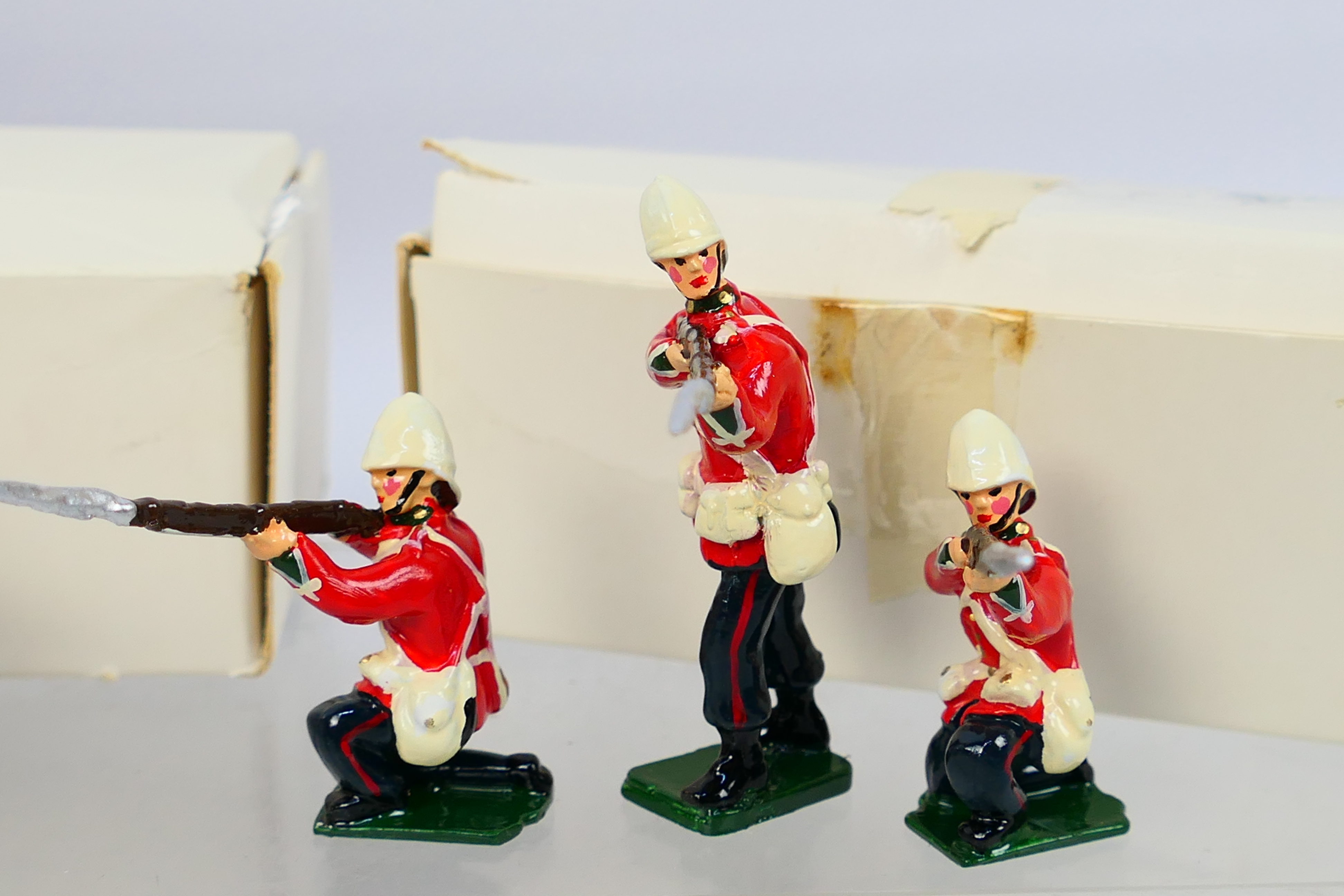 Britains -Other - Six unboxed and unmarked 54mm metal British 24th Foot figures together with some - Image 5 of 5