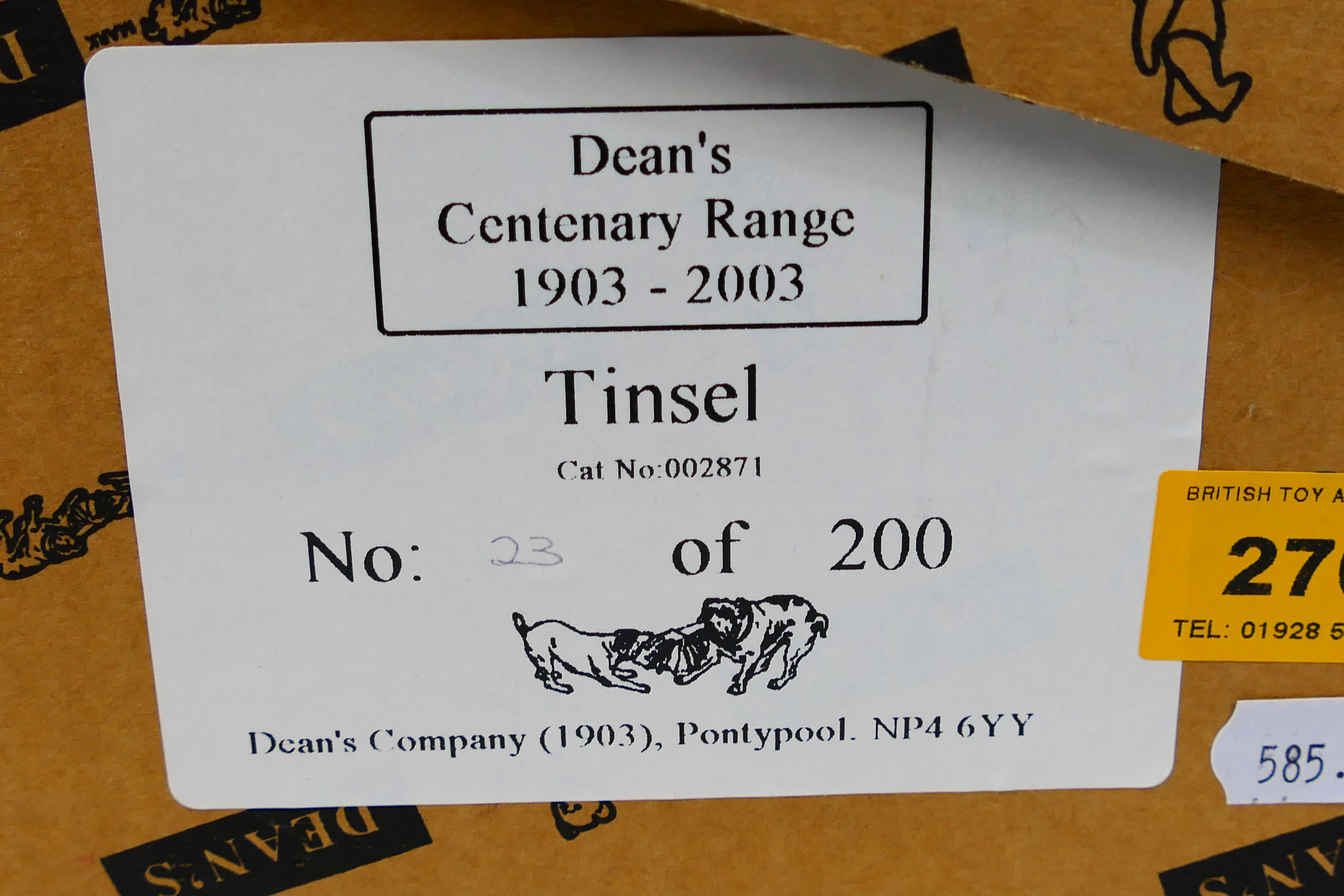 Deans Rag Book - A boxed limited edition 2003 Centenary bear named Tinsel number 23 of only 200 - Image 9 of 9