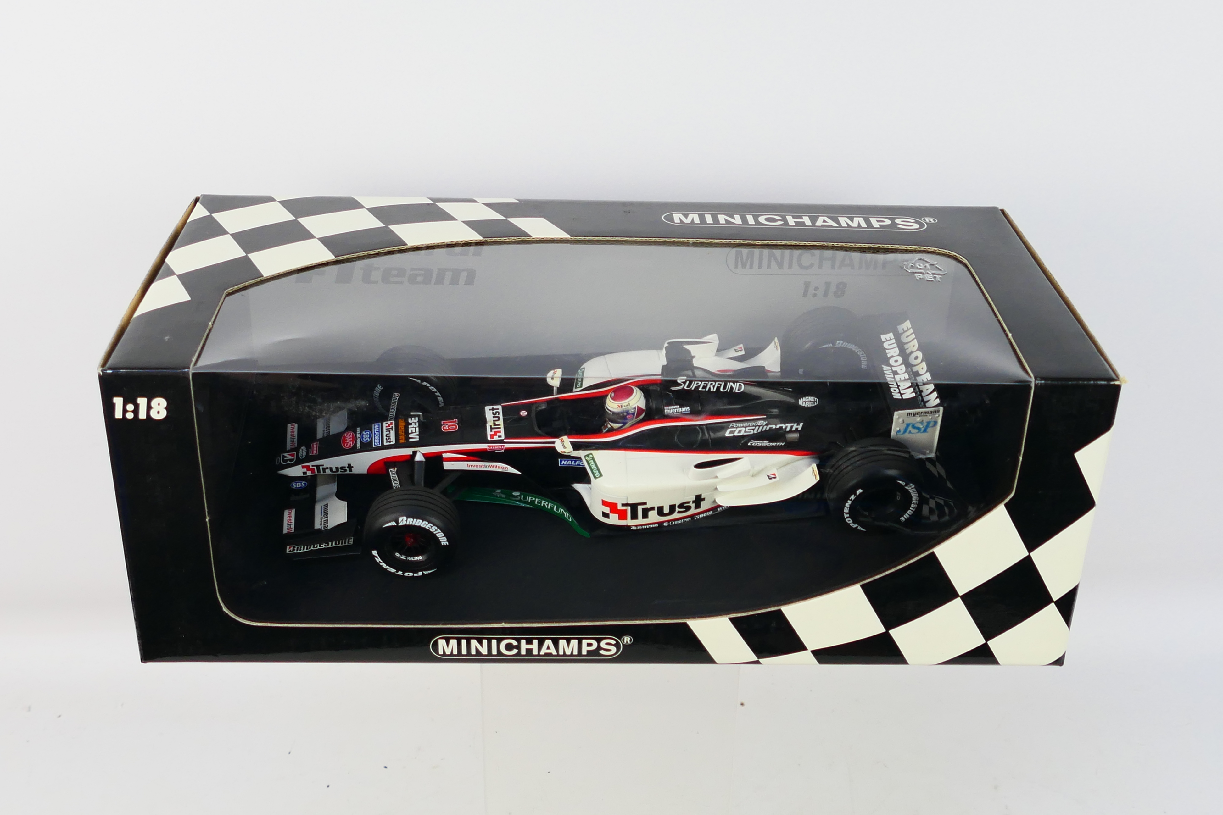 Minichamps- A boxed 1:18 scale European Minardi Cosworth PS03 Jos Verstappen car which appears Mint - Image 3 of 3