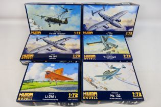 Huma - Six boxed 1:72 scale plastic military aircraft model kits from Huma.