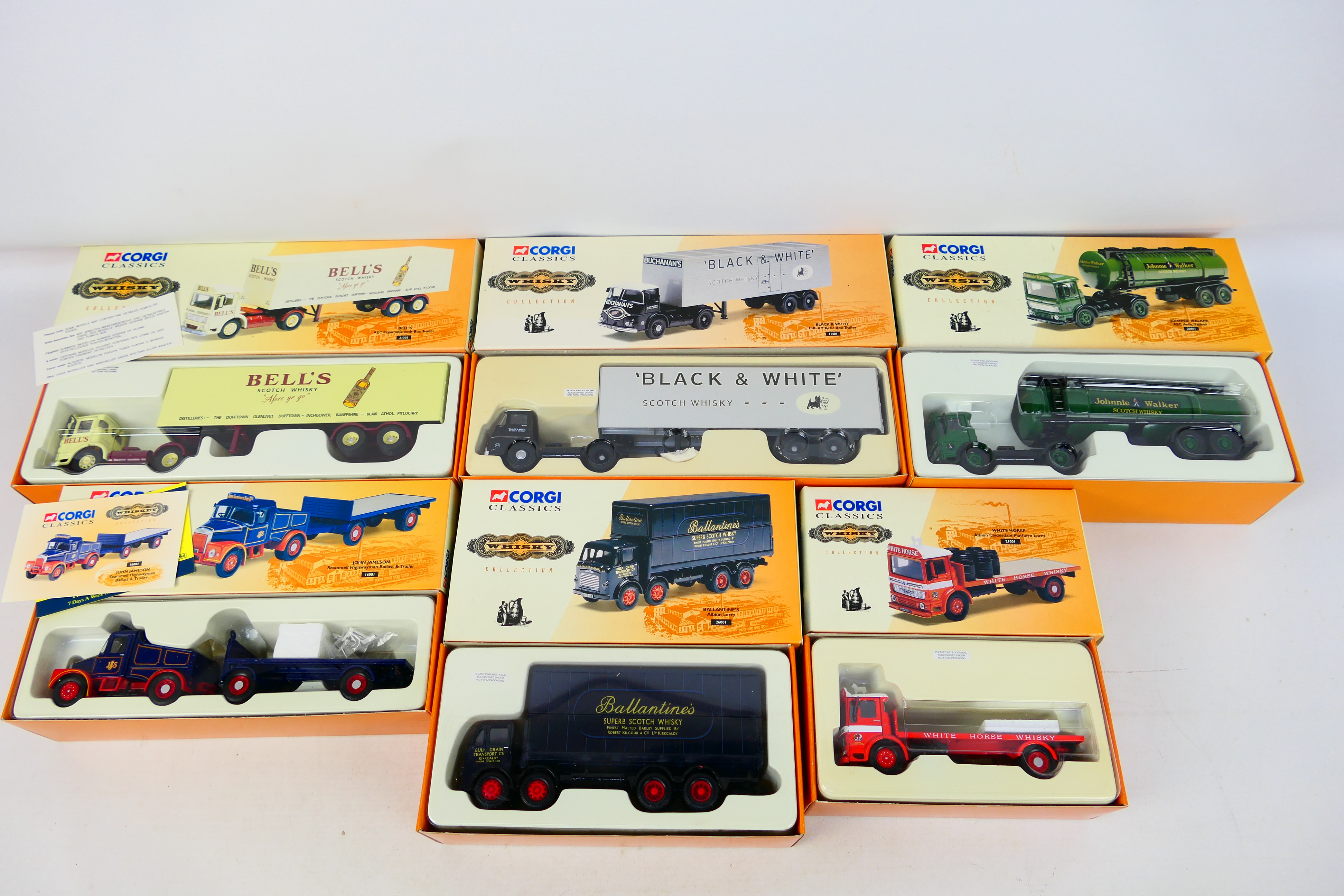 Corgi Classics - Six boxed diecast 1;50 scale model trucks from Corgi's 'Whisky Collection' series.