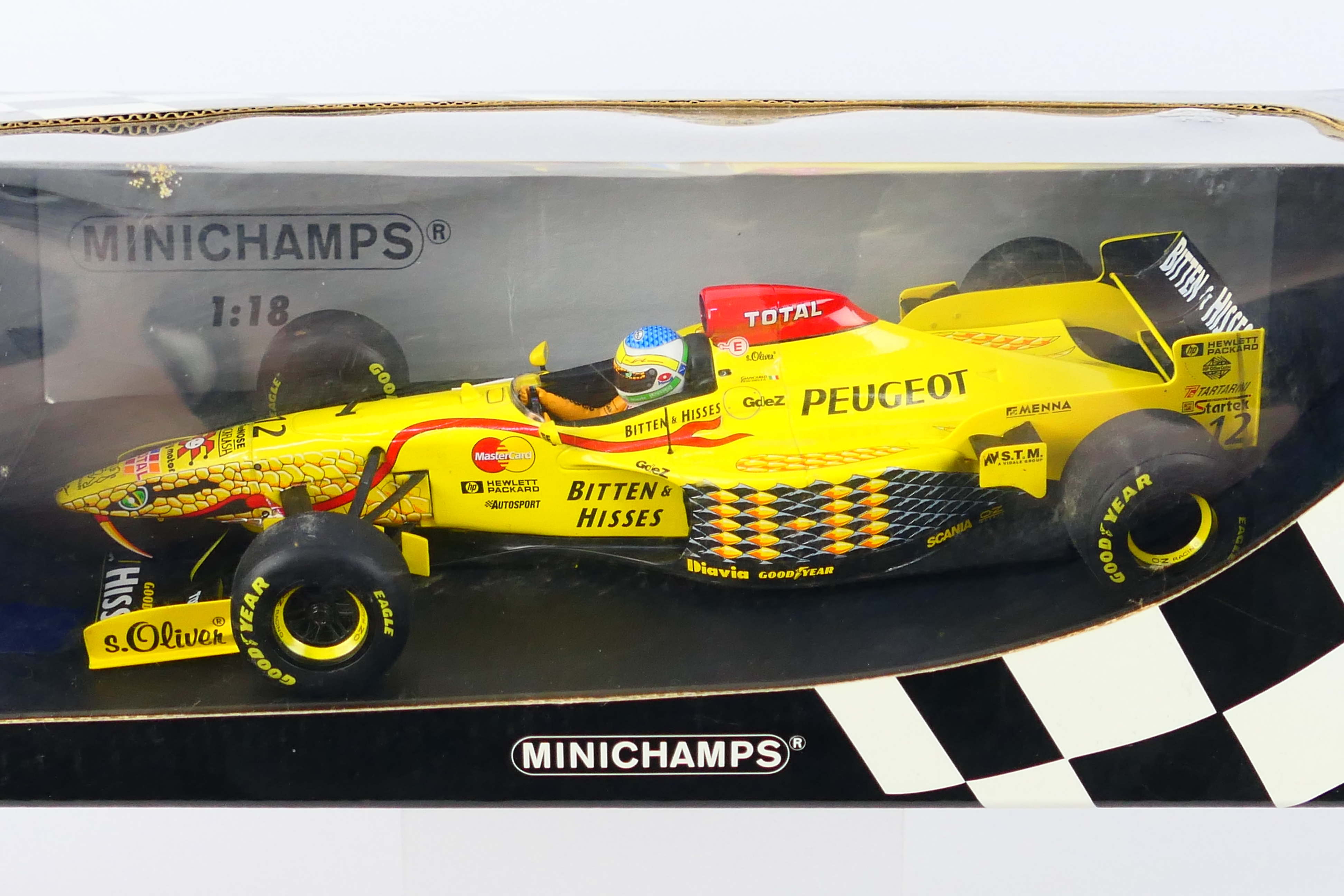 Minichamps- A boxed 1:18 scale Jordan 197 Peugeot 197 Giancarlo Fisichella car which appears Mint - Image 2 of 3