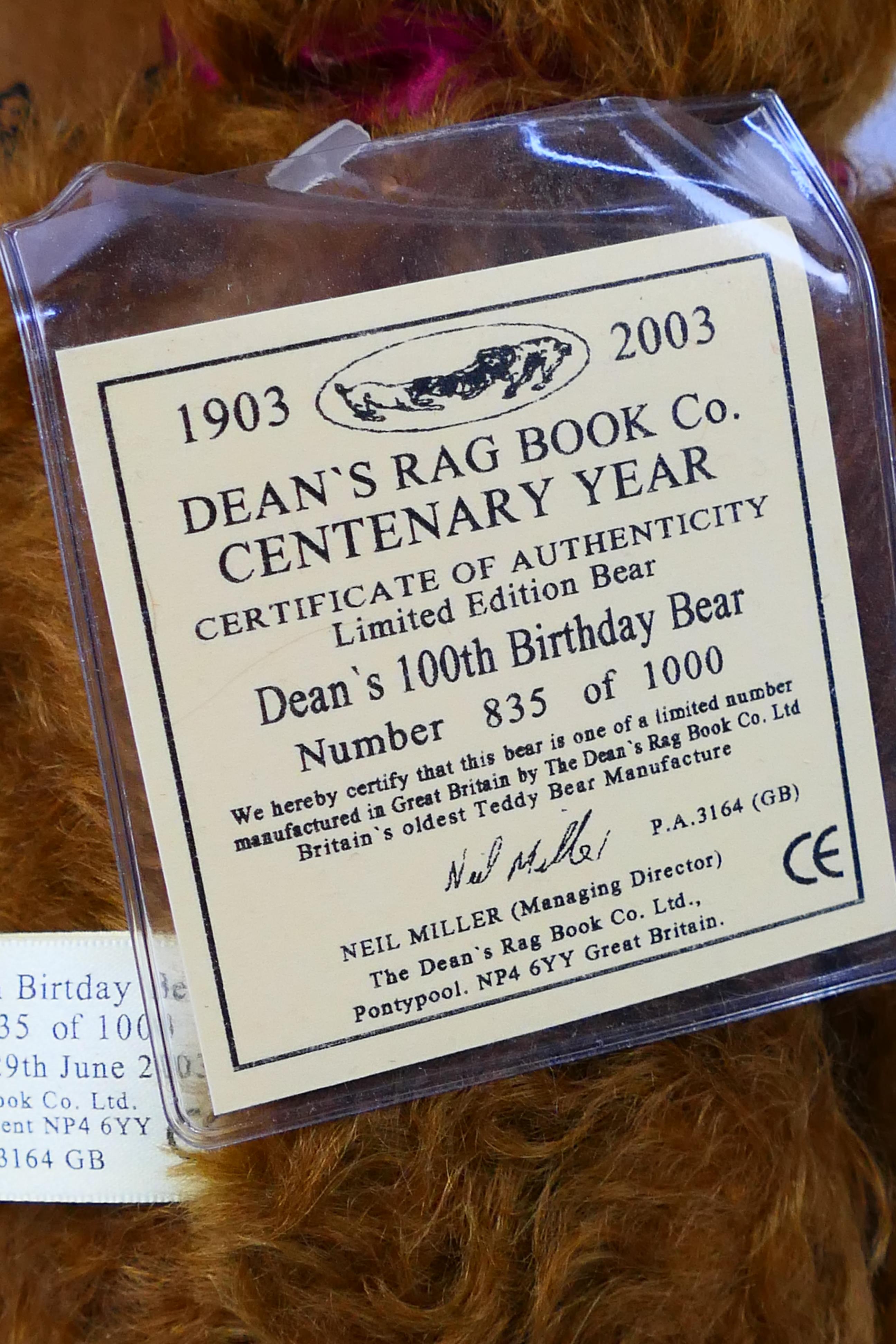 Deans Rag Book - A boxed limited edition 2003 Centenary bear named 100th Birthday Bear number 835 - Image 7 of 9