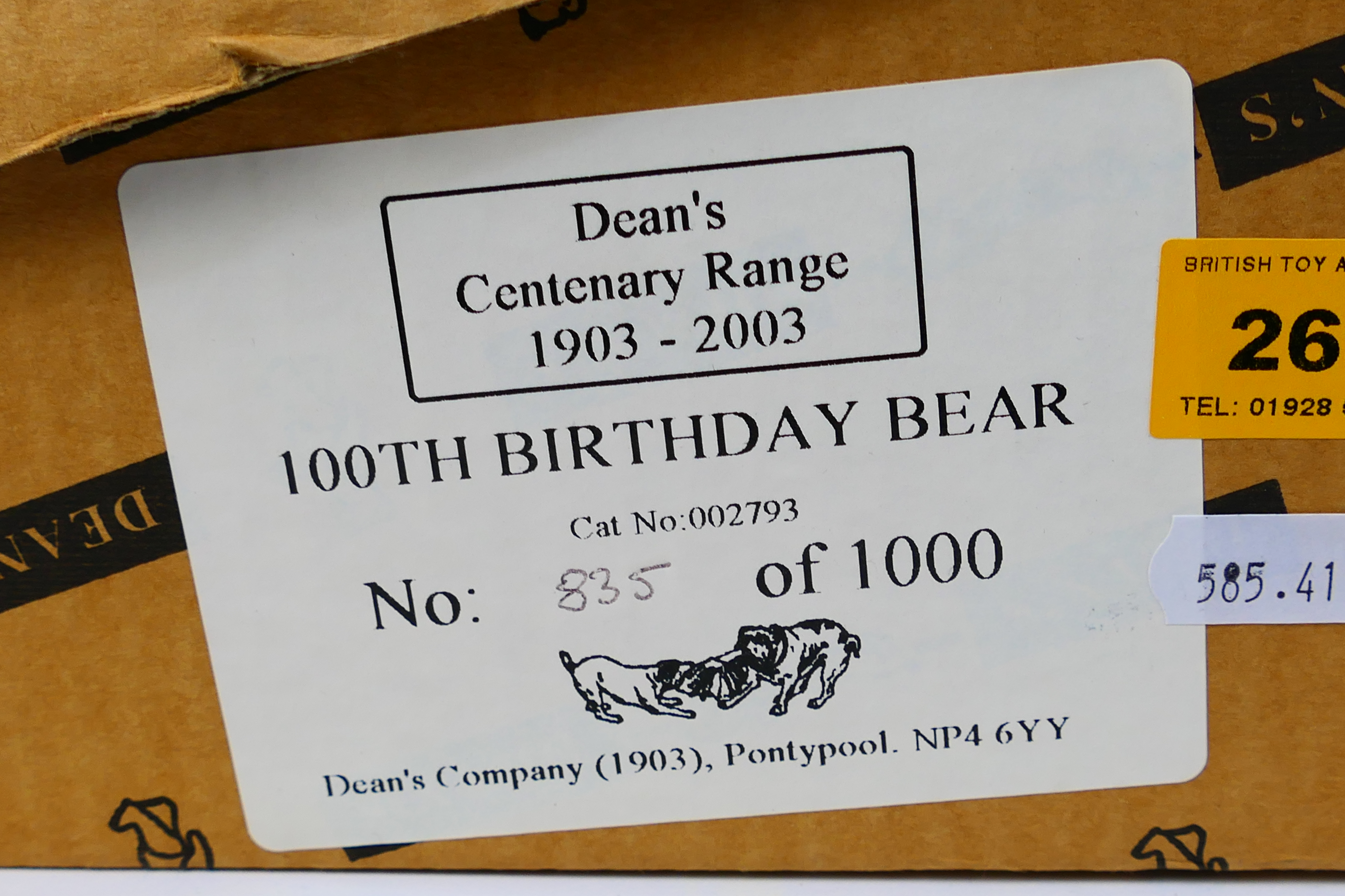 Deans Rag Book - A boxed limited edition 2003 Centenary bear named 100th Birthday Bear number 835 - Image 9 of 9