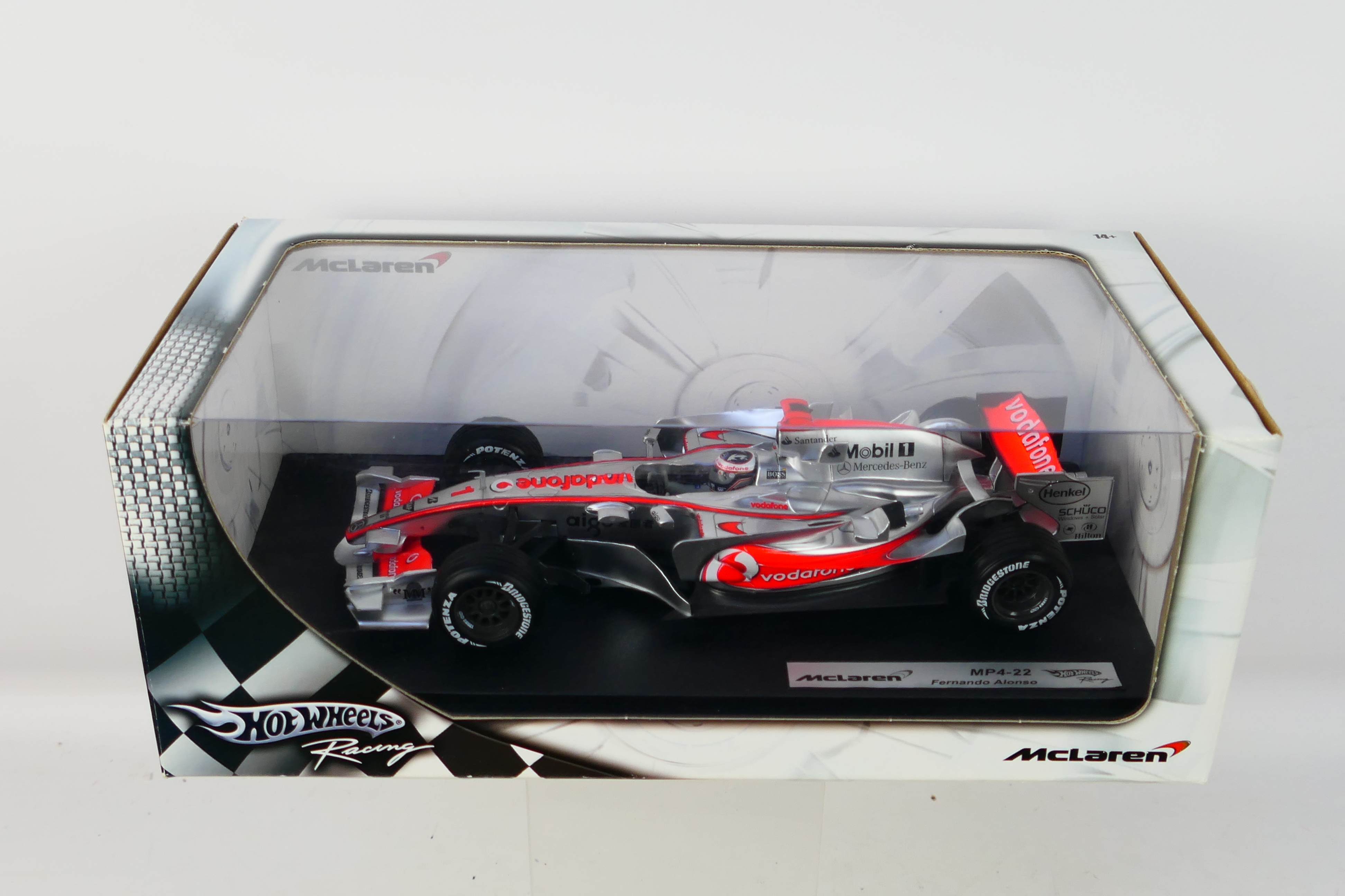 Hot Wheels - A boxed 1:18 scale McLaren MP4-22 Fernando Alonso car which is still factory sealed so - Image 3 of 3