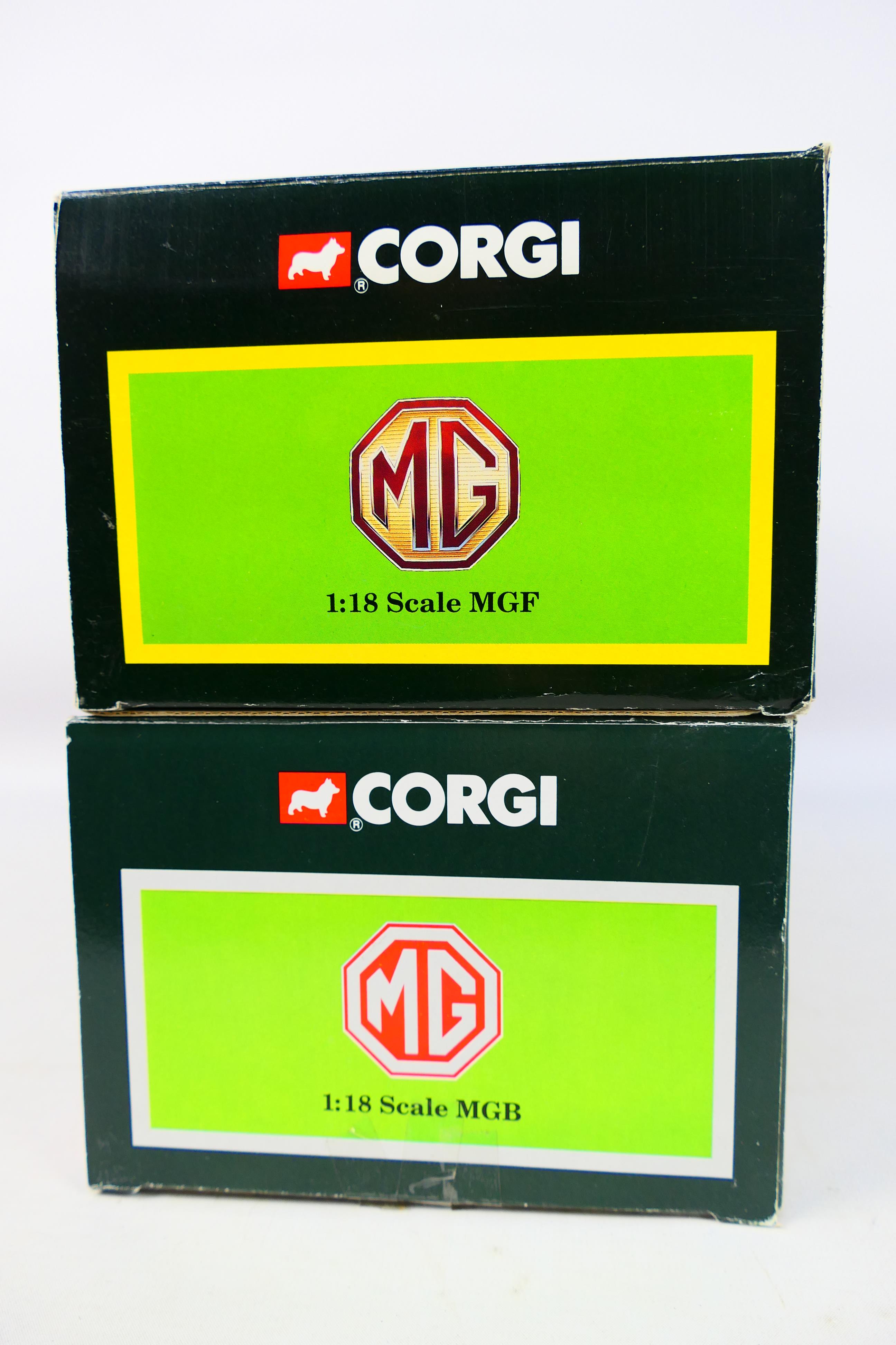 Corgi - Two boxed 1:18 scale diecast MG models. Lot consists of Corgi #95102 MGF 1. - Image 5 of 5