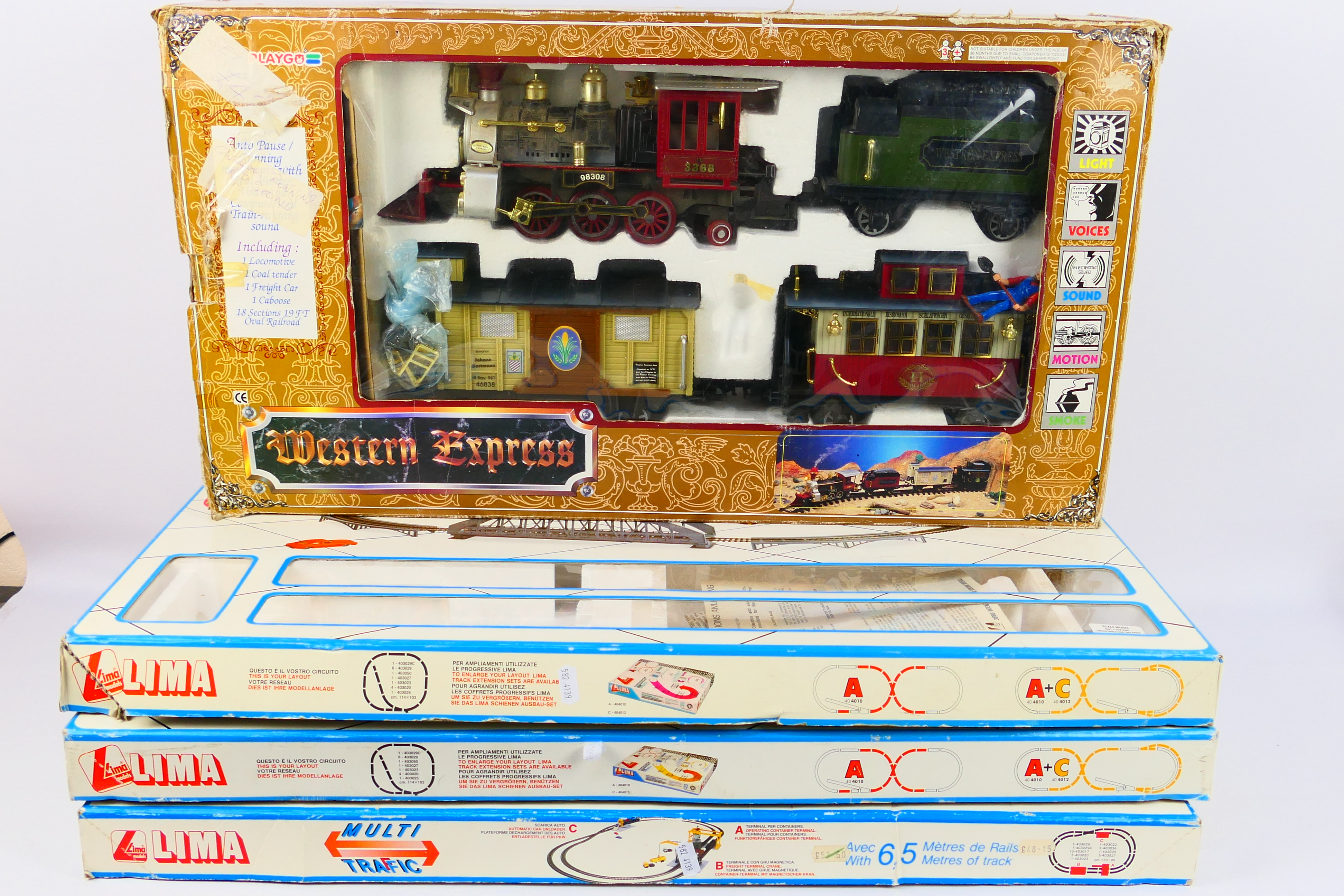 Playgo - Lima - A boxed battery powered Western Express train set with light and sounds and 3 x