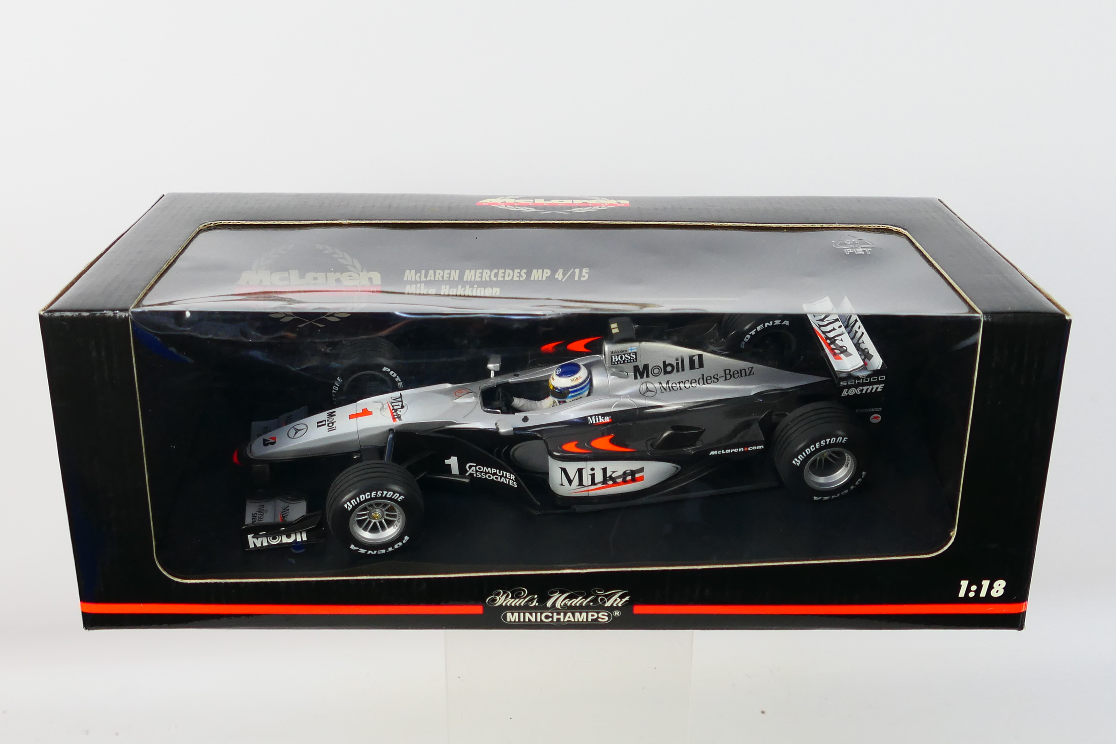 Minichamps- A boxed 1:18 scale McLaren Mercedes MP4/15 Mikka Hakkinen car which appears Mint in a - Image 3 of 3