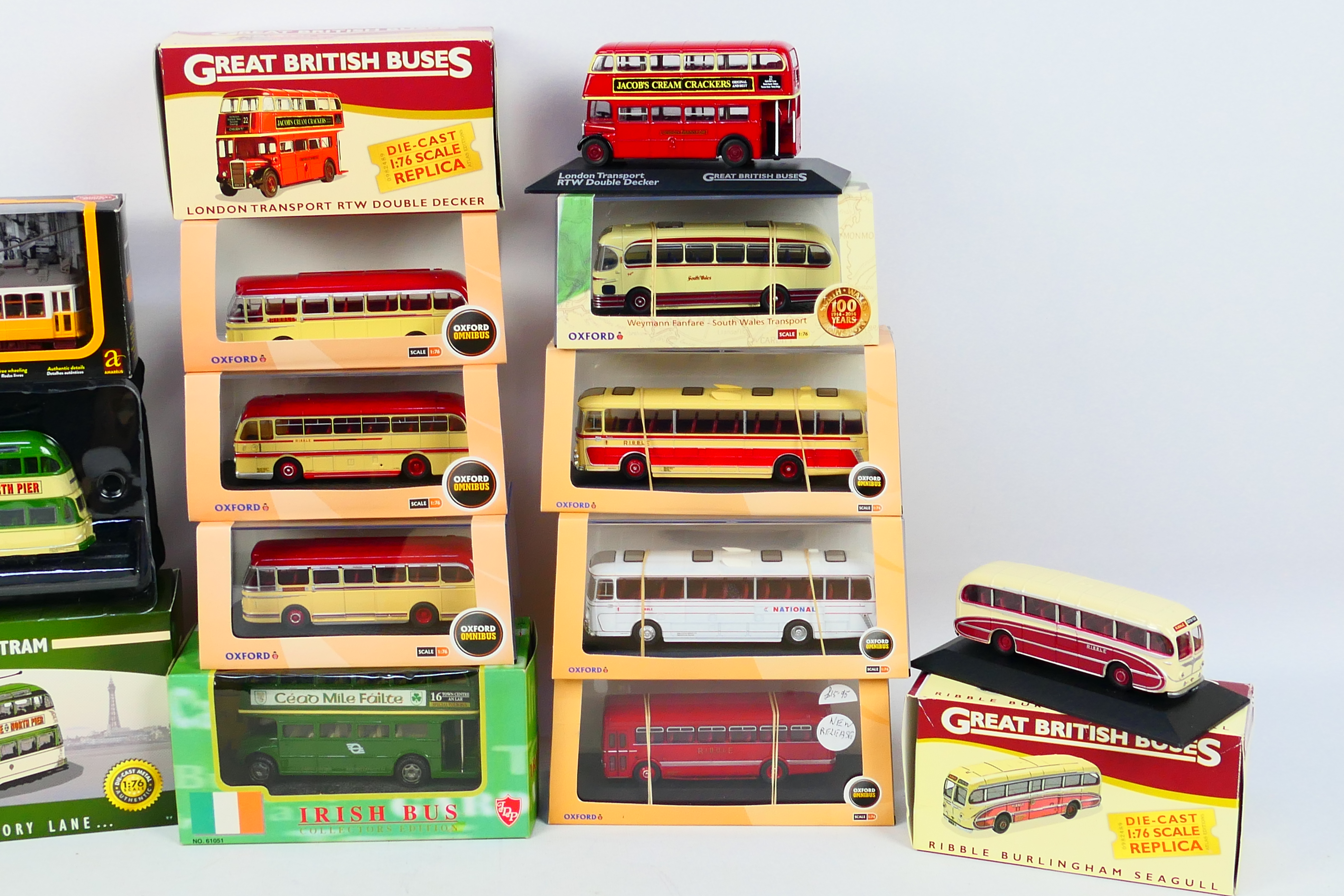 Oxford Omnibus - Atlas - A group of bus and tram models including Plaxton Panorama in Ribble livery - Image 3 of 3