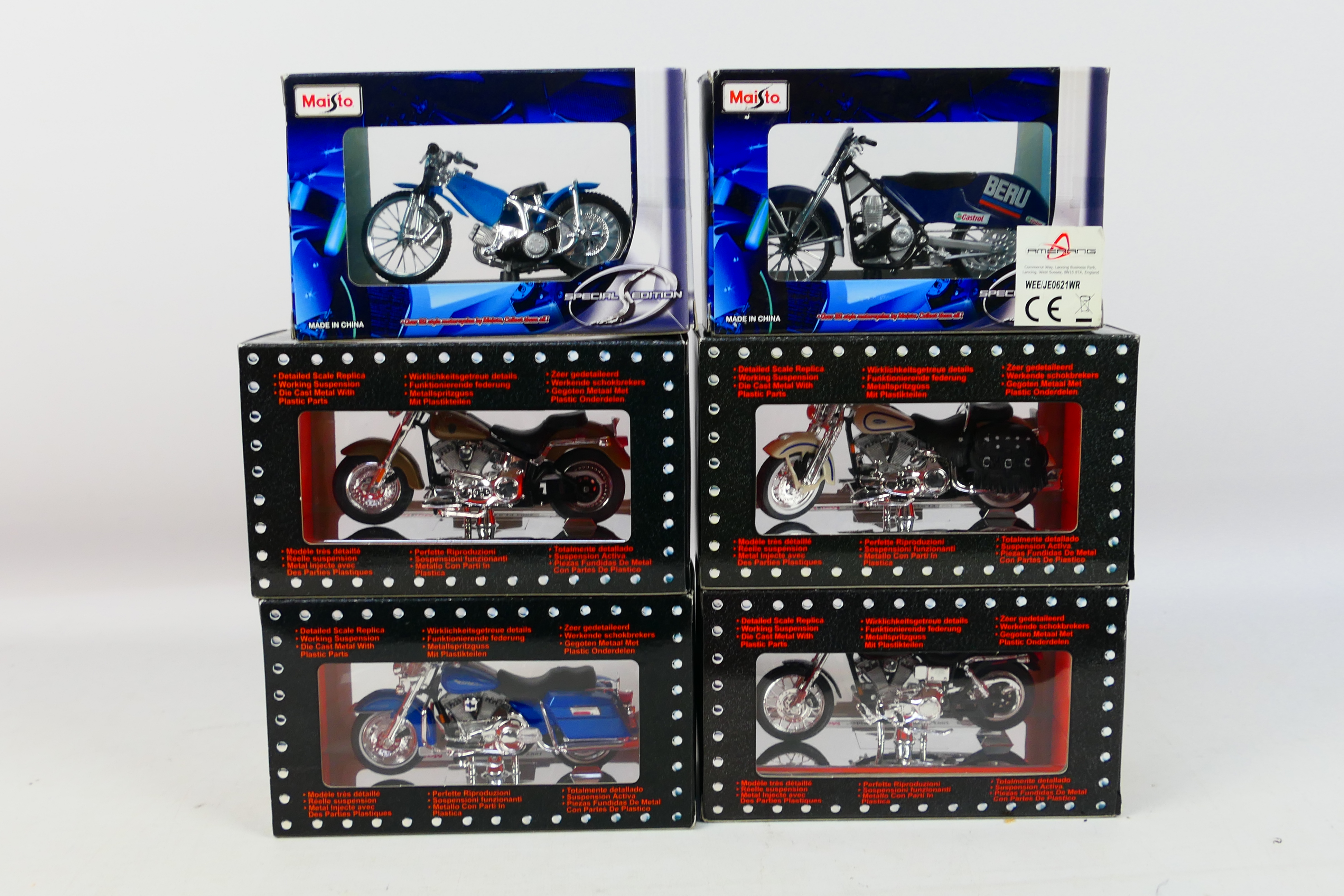 Maisto - Six boxed Maisto 1:18 scale diecast motorcycles. - Image 2 of 2