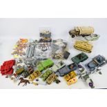 Airfix - Tamiya - A group of built up military kit models including trucks, tanks a Jeep,