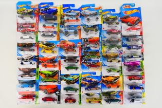 Hot Wheels - 45 x carded models including Volkswagen Beetle # GRY79-M521, Mazda RX-3 # HVC78-M521,