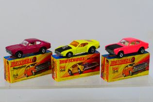 Matchbox - Superfast - 3 x boxed Ford cars, Boss Mustang # 44,