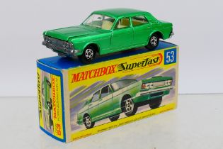 Matchbox - Superfast - A boxed Ford Zodiac in green with narrow wheels # 53 which appears Near Mint