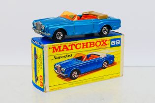 Matchbox - Superfast - A boxed Rolls Royce Silver Shadow drop head in blue with black base # 69.