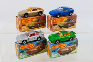 Matchbox - Superfast - 4 x boxed Porsche models, 911 Turbo in green # 3, 911 Turbo in silver # 3,