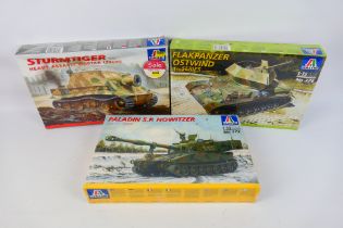 Italeri - Three factory sealed plastic model kits, all 1/35 scale, to include 299 Sturmtiger,