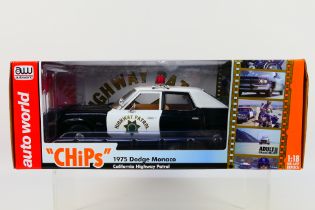 Auto World - ChiPs - Silver Screen Machines - A boxed 1:18 scale 1975 Dodge Monaco patrol car from