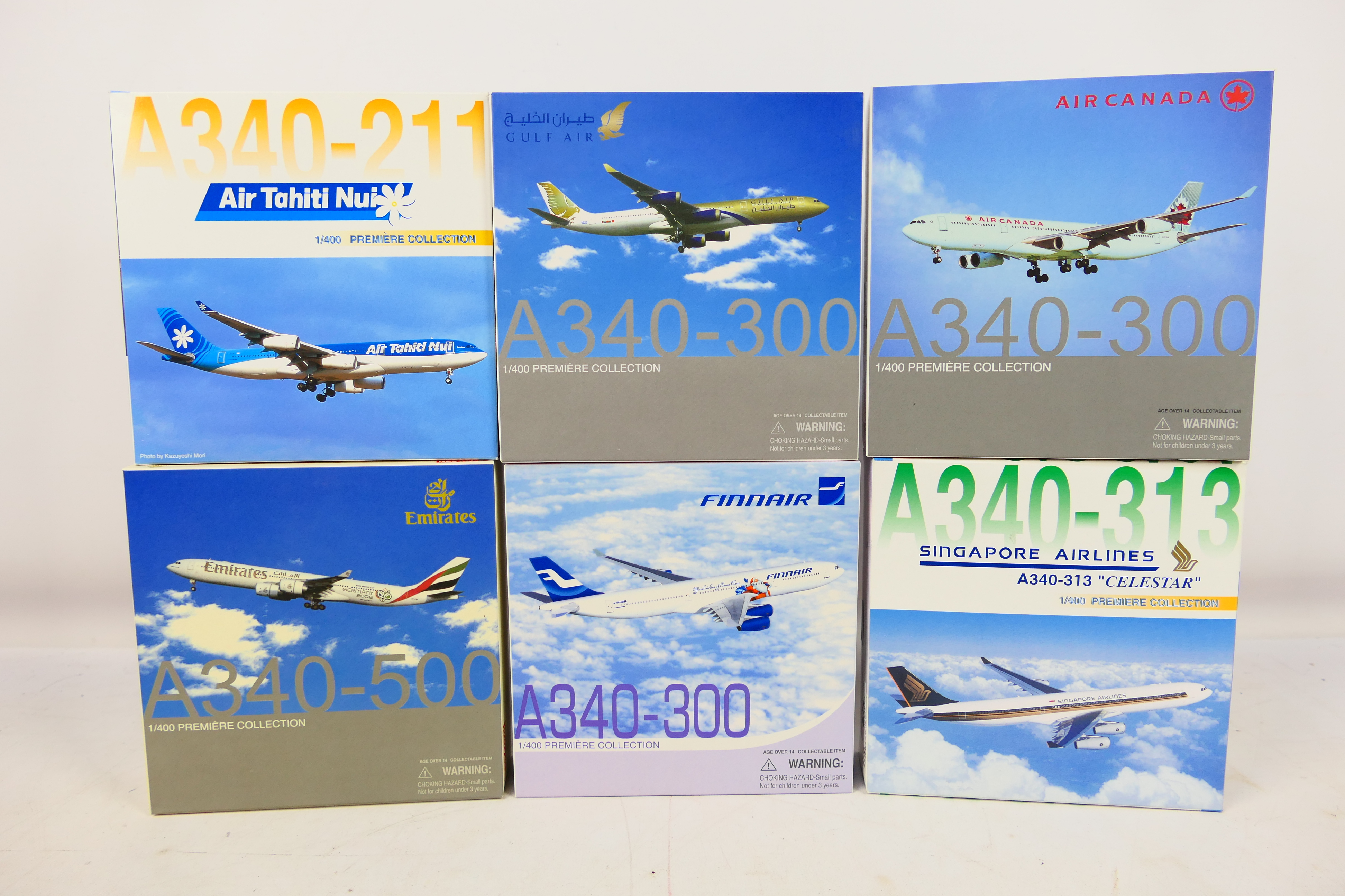 Dragon Wings - 6 x boxed Airbus aircraft models in 1:400 scale including A340-300 in Finnair livery,