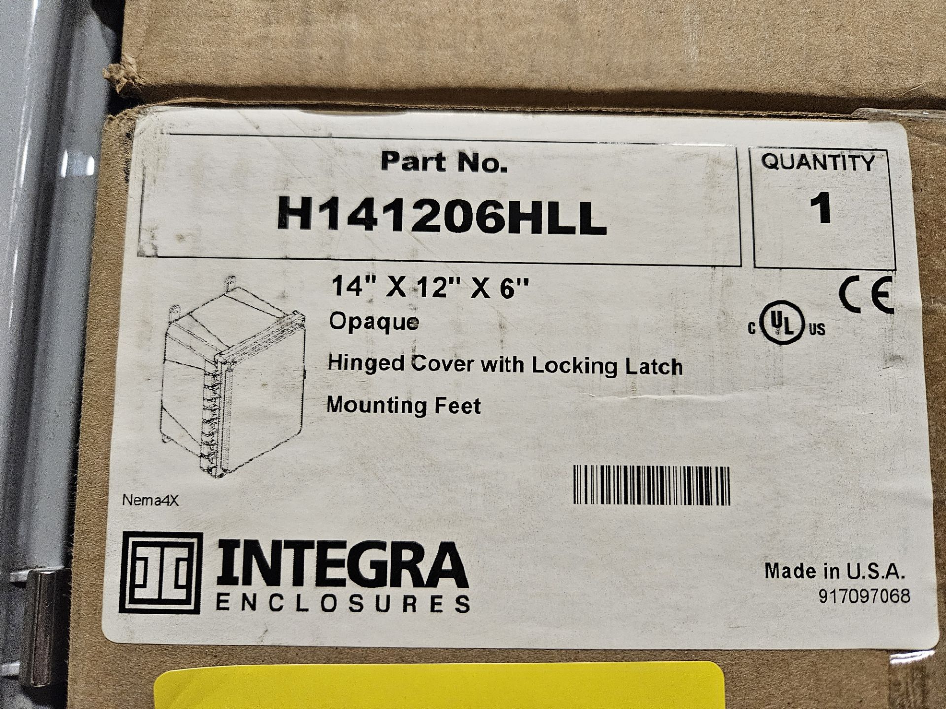 LOT - (3) INTEGRA ENCLOSURES, H141206HLL, 14" X 12" X 6" OPAQUE HINGED COVER W/ LOCKING LATCH, - Image 2 of 6