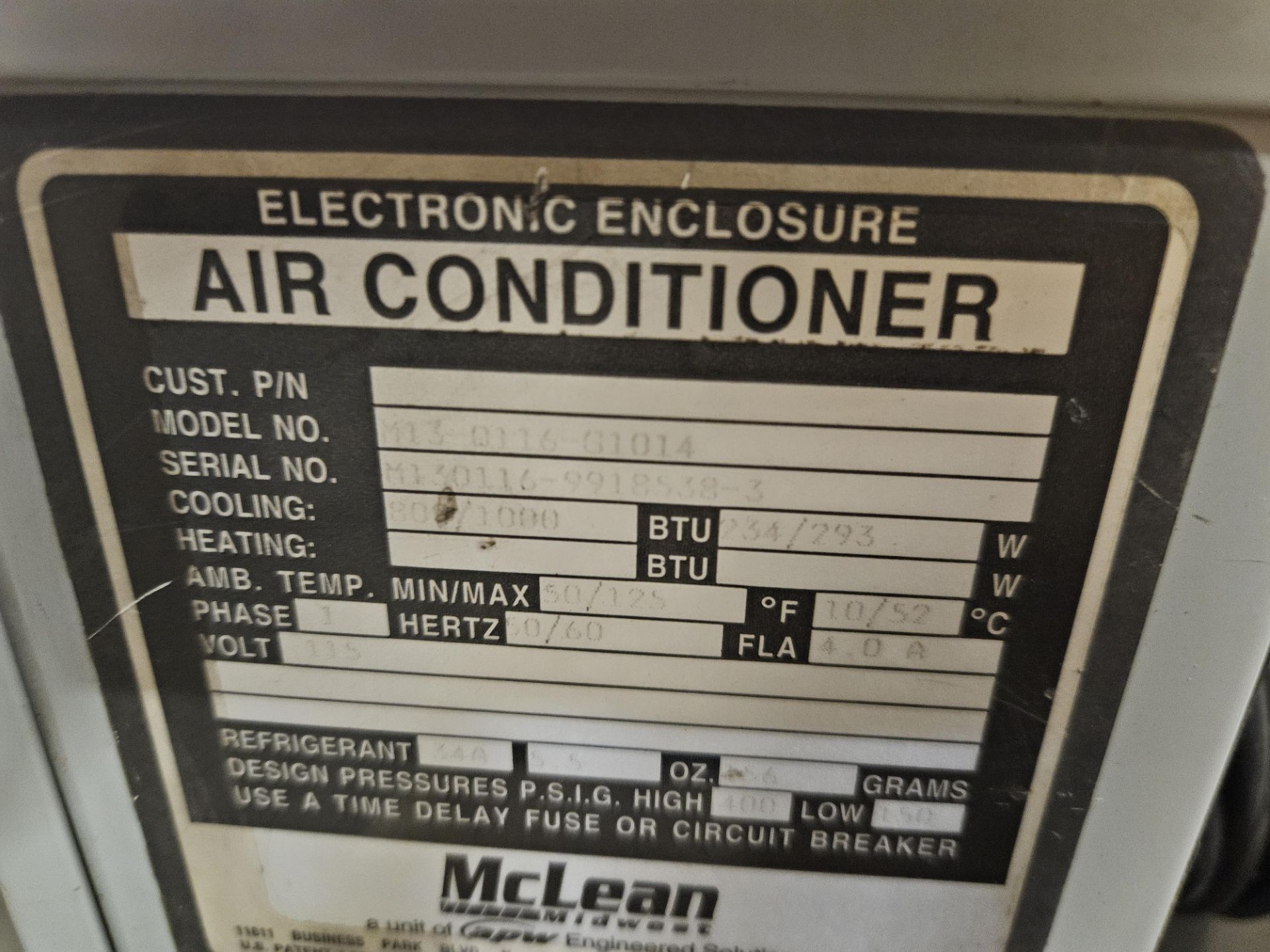 LOT - (1) MCLEAN ELECTRONIC ENCLOSURE AIR CONDITIONER, (1) PENTAIR CR230216G002 ELECTRONIC ENCLOSURE - Image 3 of 3