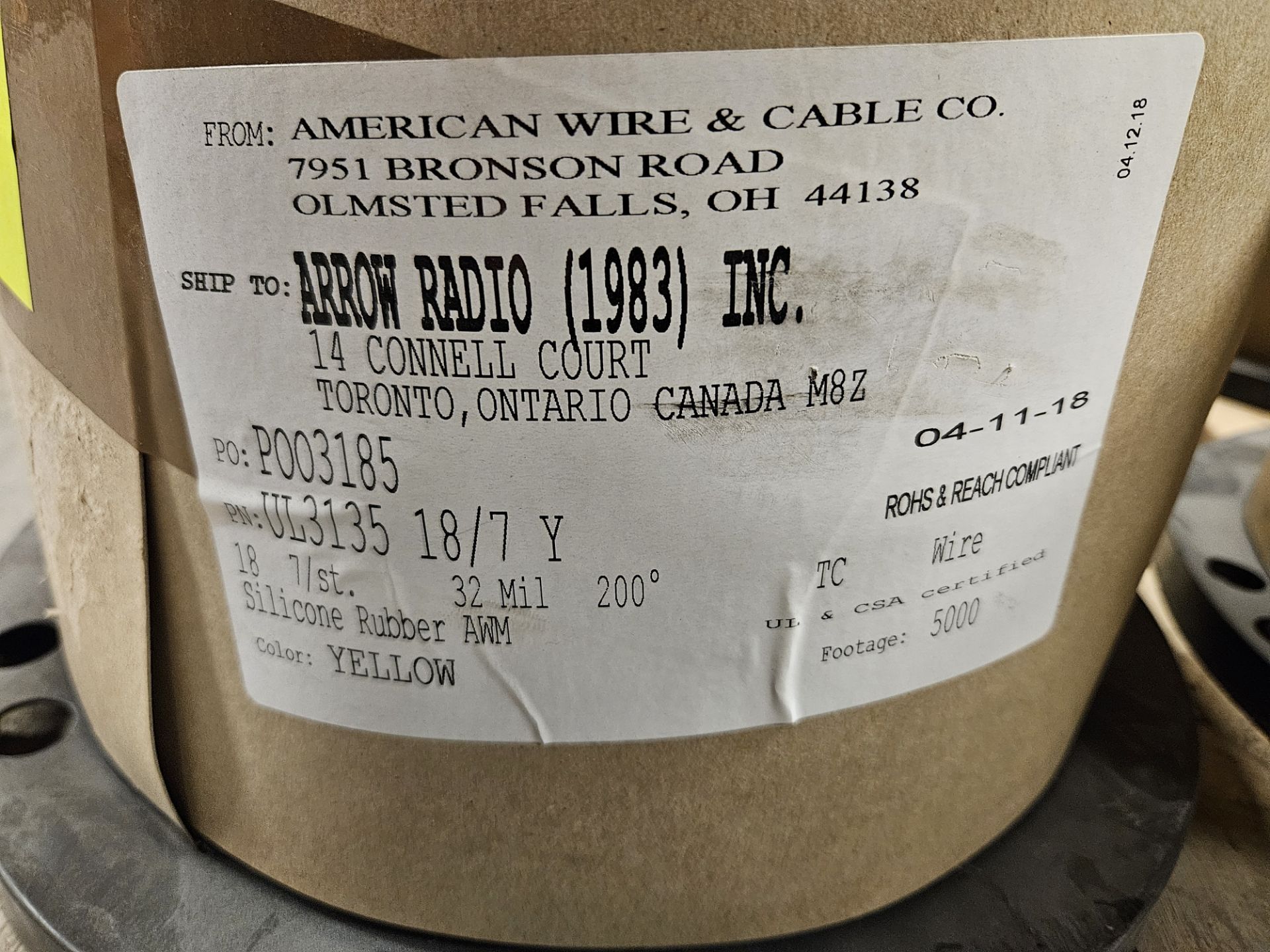 LOT - (1) TELEVEC T34233-21-01 16/3 SJEOOW, 105C 300V BLACK, (1) AMERICAN WIRE AND CABLE UL3185 18/7 - Image 4 of 8